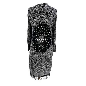 MANGO SUIT COLLECTION Women's Kimono Cardigan Cover Up Medium Black Gypsy Witchy